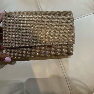 Rose gold sequence clutch